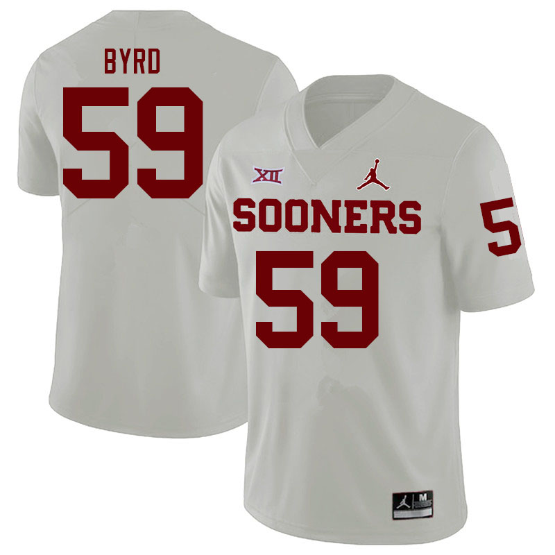Men #59 Savion Byrd Oklahoma Sooners College Football Jerseys Sale-White